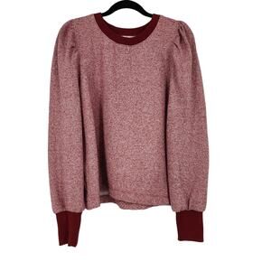 Ann Taylor Loft Marled Red Cotton High Neck Long Sleeve Sweater Top Size Large